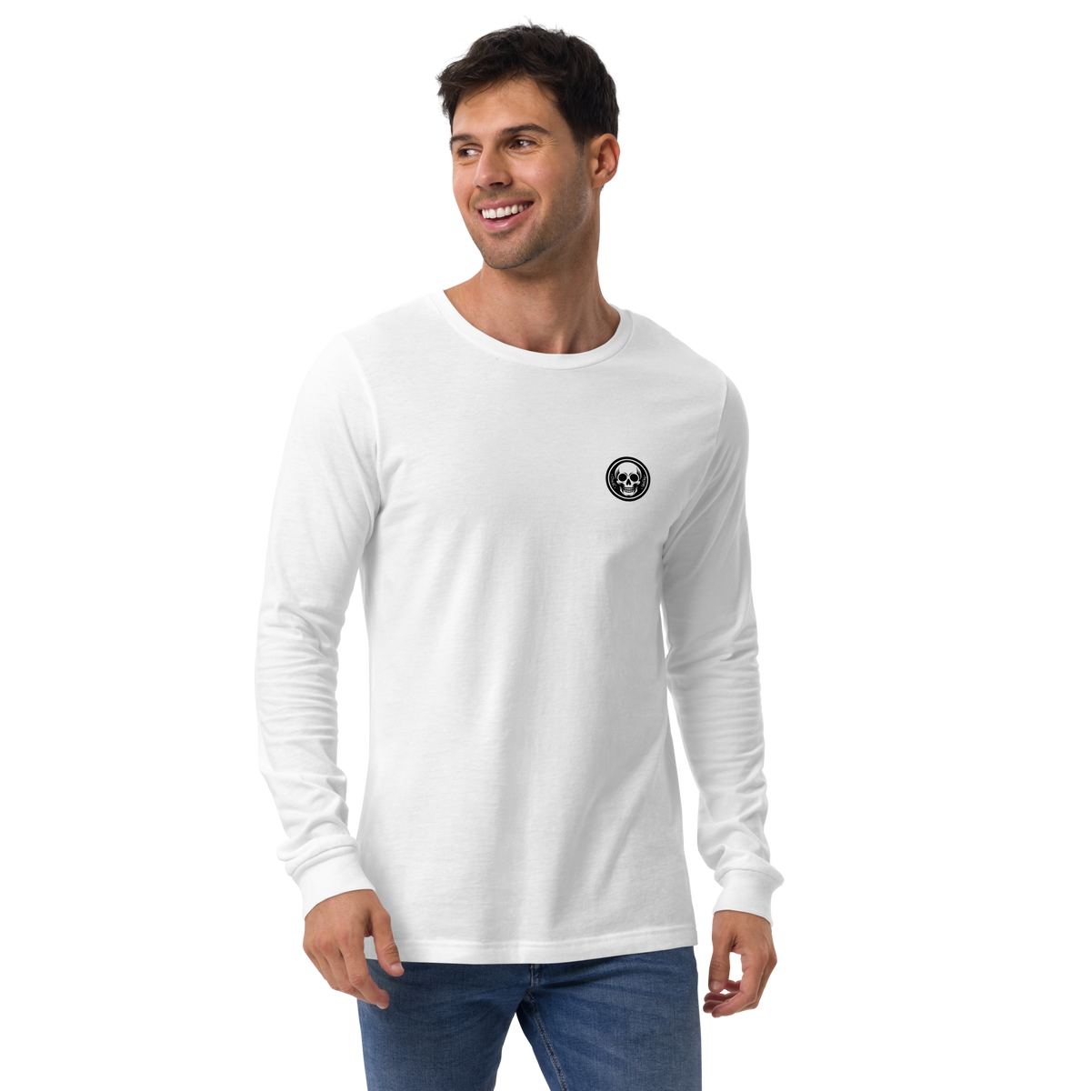T-shirt Uomo Manica Lunga Con Stampa Teschio, Retrò, Girocollo - 4
